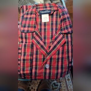 Oscar de la Renta Red Plaid Pajama Set NEW Large